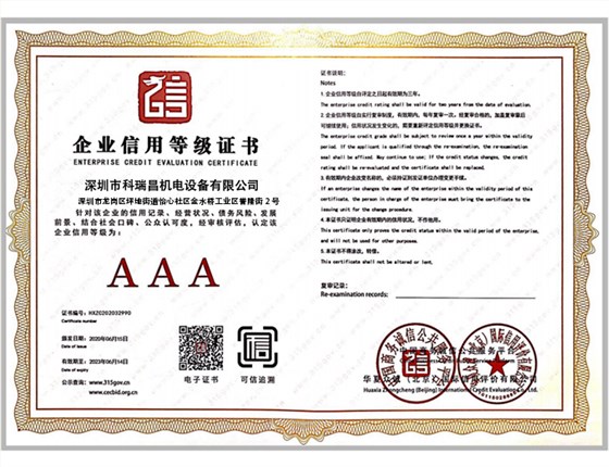 企业信用等级证书